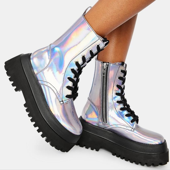 Dolls Kill Shoes - NWOB - DOLLS KILL Prismatic Platform Combat Boots, Size 37